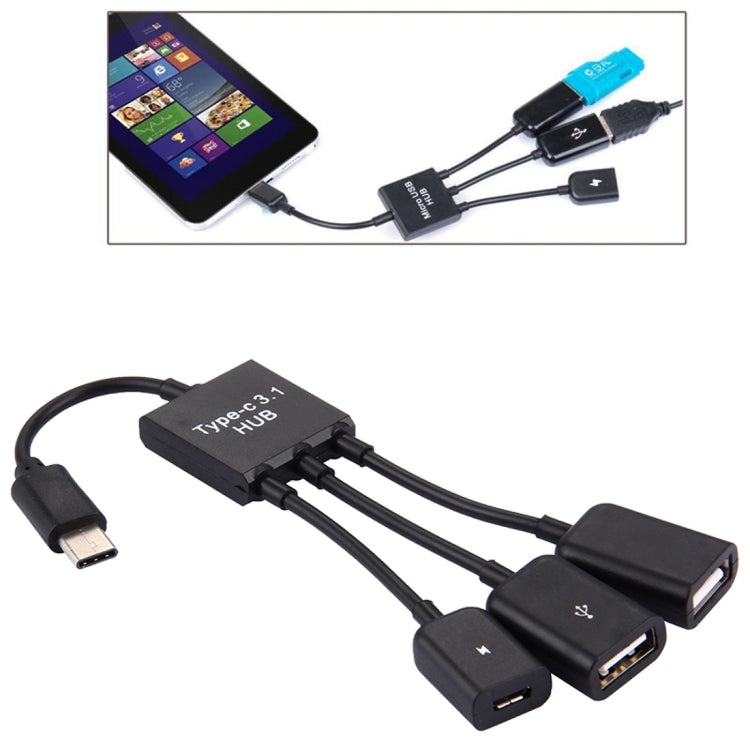17,8 cm 3 Anschlüsse USB-C / Typ C 3.1 OTG Charge HUB-Kabel