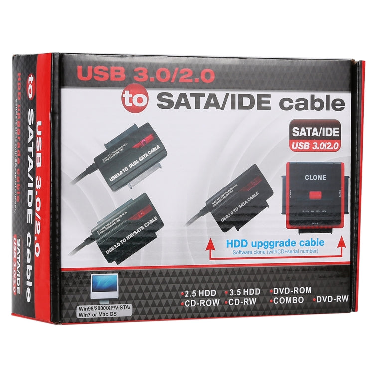 Externer Festplattenadapter für USB 3.0 zu IDE / SATA-Festplatte (schwarz)