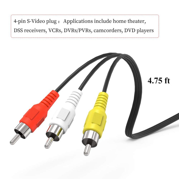 4-poliger S-Video-zu-3-Cinch-AV-TV-Stecker-Kabelkonverteradapter