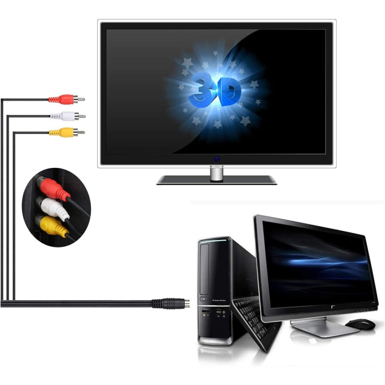 4-poliger S-Video-zu-3-Cinch-AV-TV-Stecker-Kabelkonverteradapter