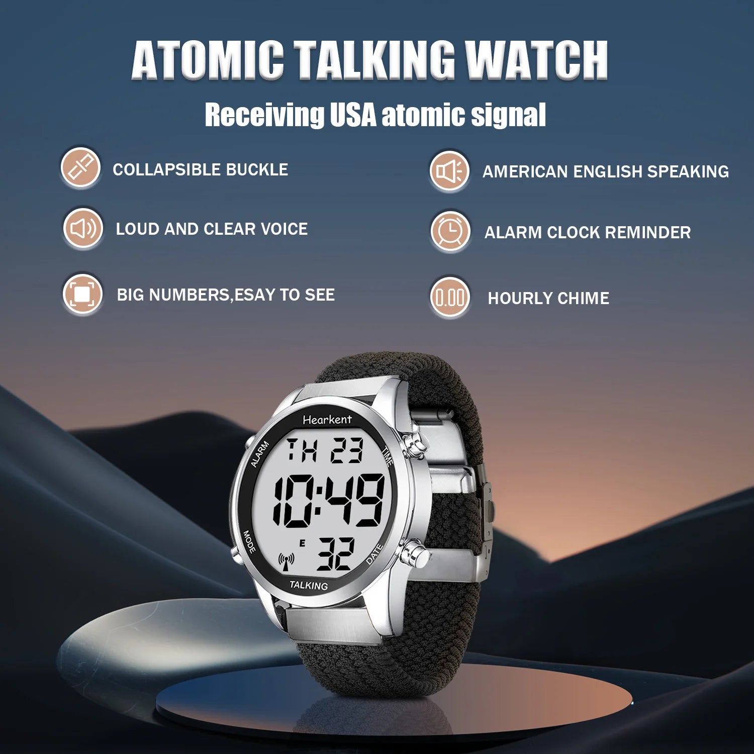 Blind-Friendly Hearkent Digitales Uhrenfashion Für Senioren Mit Sprachfunktion Und Alarm.