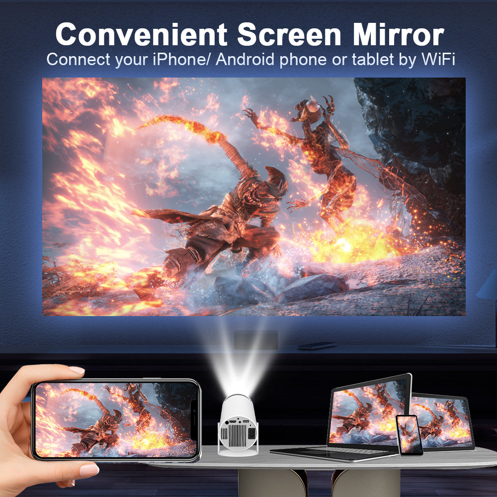 Android 11 Led Projektor Beamer 1280*720p 4k Wifi6/BT 5.0 200 Ansi Lumen