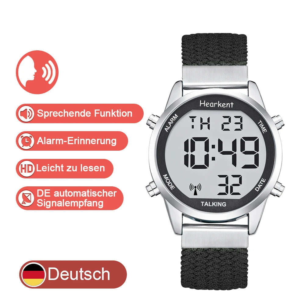 Blind-Friendly Digital Uhr Mit Sprechfunktion, Geräuschvoller Alarmerinnerung.