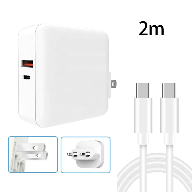 65W Schnellladeadapter USB-C + USB QC 3.0 inkl. 2m Kabel für MacBooks