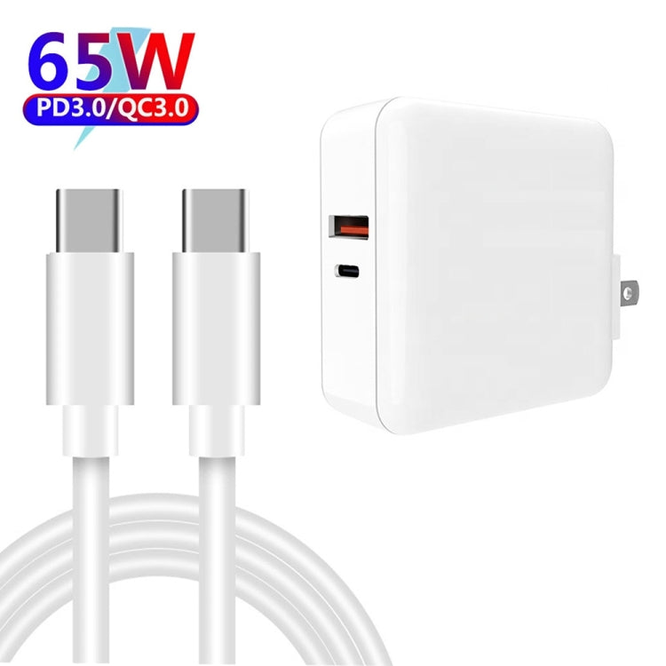 65W Schnellladeadapter USB-C + USB QC 3.0 inkl. 2m Kabel für MacBooks