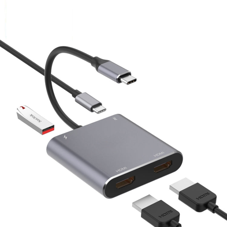 4 in 1 Typ-C Dual HDMI + USB + Typ-C HUB-Adapter