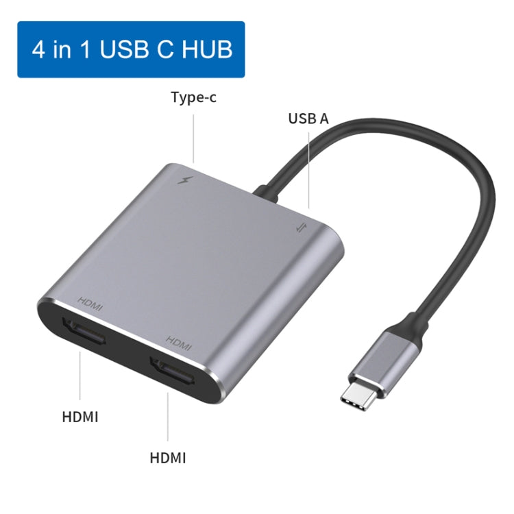 4 in 1 Typ-C Dual HDMI + USB + Typ-C HUB-Adapter