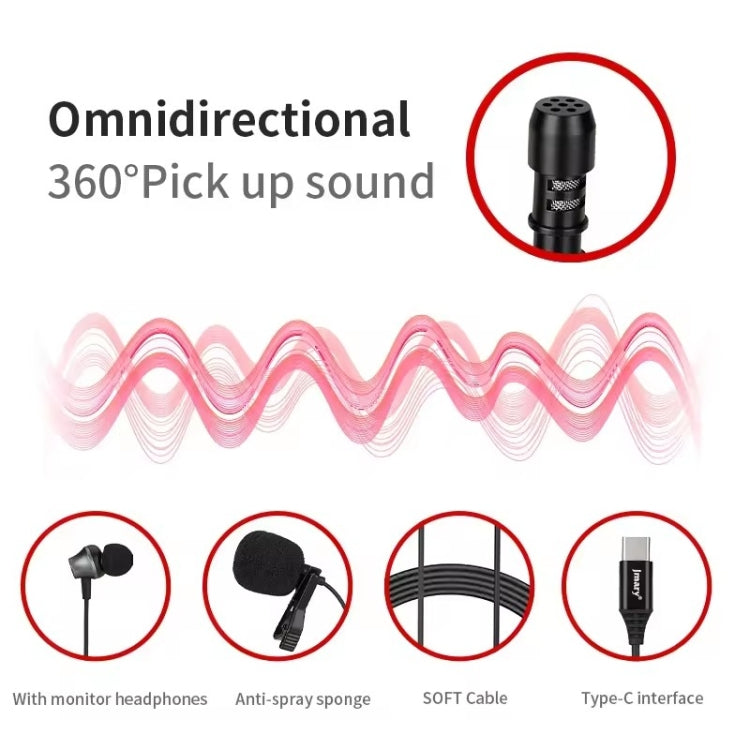 Lavalier Typ-C-Port-Kabelmikrofon mit In-Ear-Kopfhörer, Länge: 3m