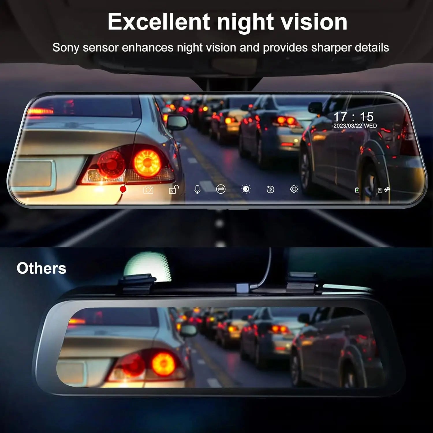 4K 10 Zoll Touchscreen Rückspiegel Recorder mit vorderer und Rücksicht Kamera 64GB
