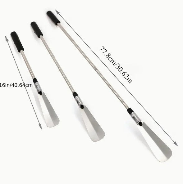 Edelstahl Schuhlöffel mit Ausziehbarer Funktion und Bequemem Kunststoffgriff