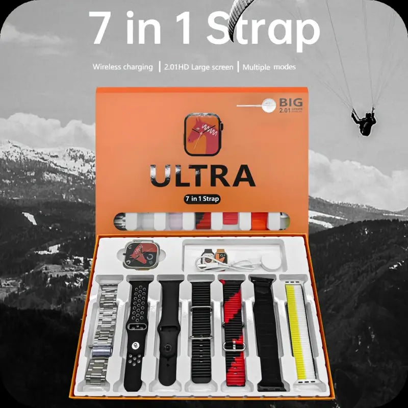 Smartwatch Ultra Geschenk Set 7 In 1 + Uhr & Wireless Ladegerät inkl. Bänder