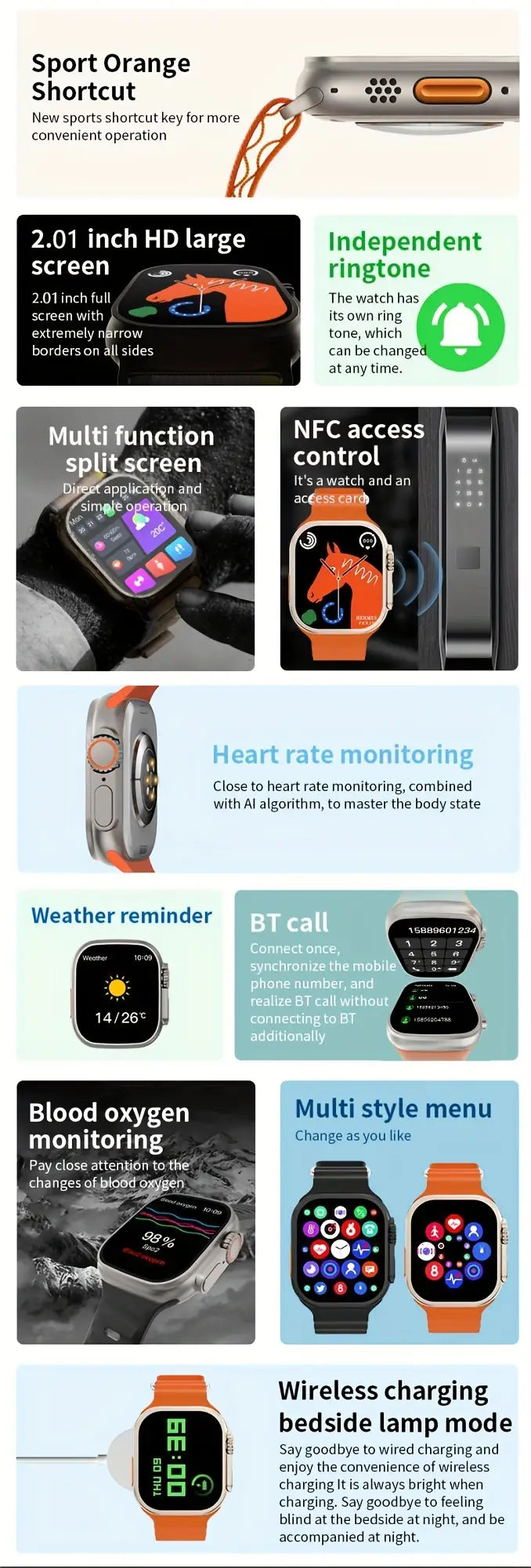 Smartwatch Ultra Geschenk Set 7 In 1 + Uhr & Wireless Ladegerät inkl. Bänder
