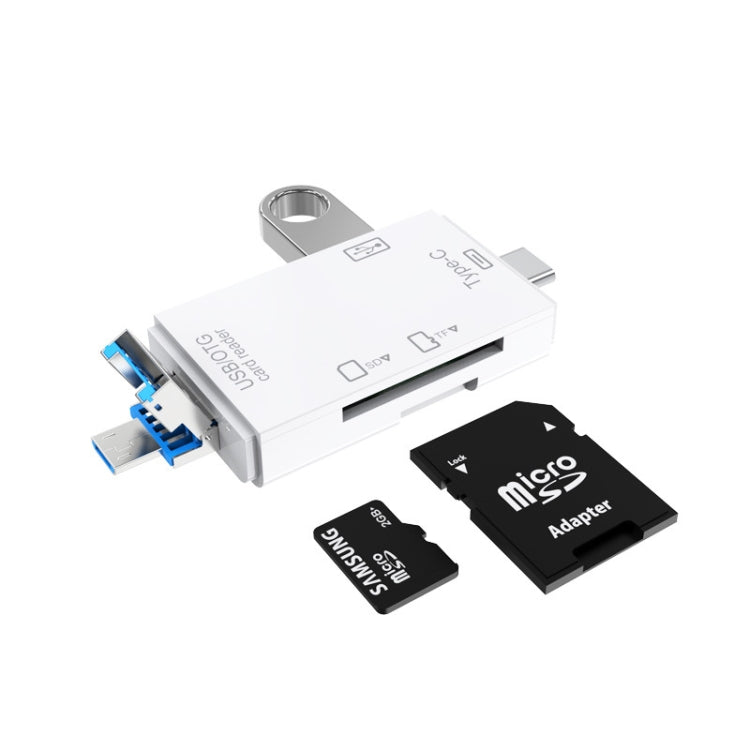 Typ-C & Micro USB & USB 2.0 3 in 1 Multi-Funktions-Kartenleser / TF / SD (weiß)