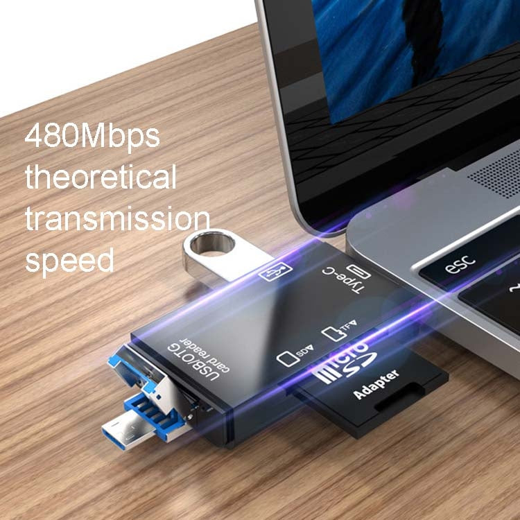 Typ-C & Micro USB & USB 2.0 3 in 1 Multi-Funktions-Kartenleser / TF / SD (weiß)