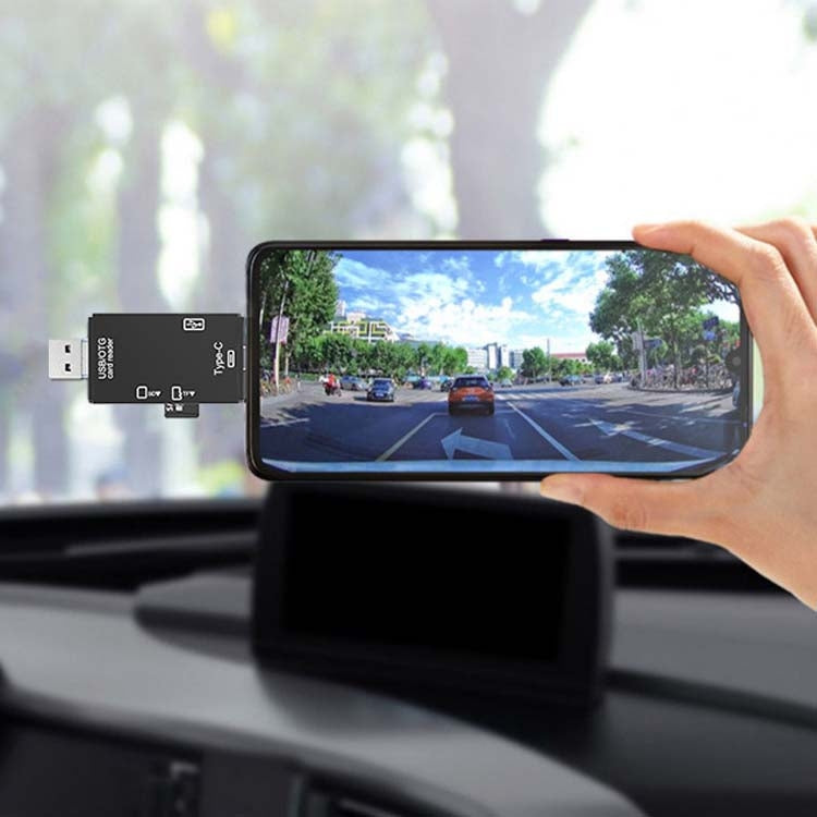 Typ-C & Micro USB & USB 2.0 3 in 1 Multi-Funktions-Kartenleser / TF / SD (weiß)