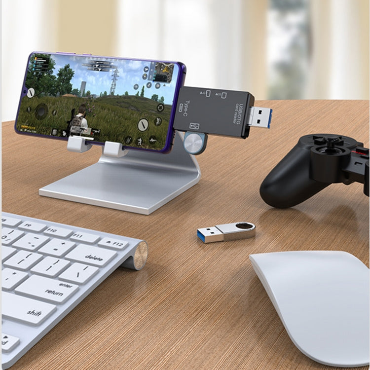 Typ-C & Micro USB & USB 2.0 3 in 1 Multi-Funktions-Kartenleser / TF / SD (weiß)