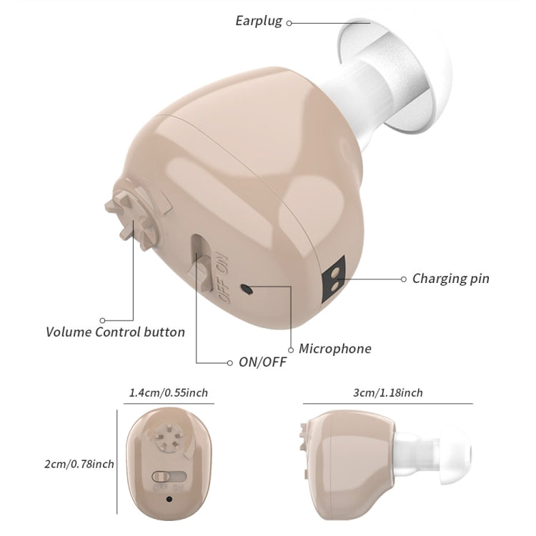 Z-12 Wiederaufladbares In-Ear-Hörgerät mit Klangverstärker und USB-Ladestation