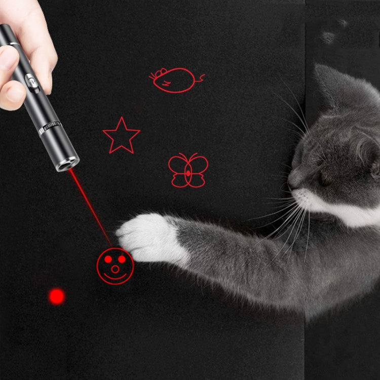 USB-Ladbare Laser-Muster Lustige Katze Taschenlampe mit UV lila Licht (schwarz)