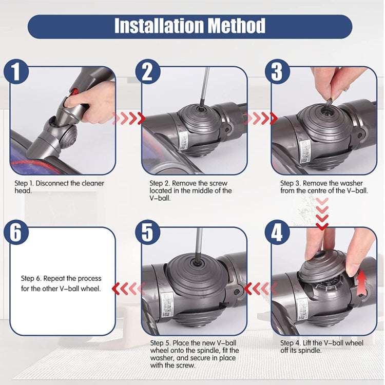 Für Dyson V6 V7 V8 V10 V11 V12 Staubsauger V-Kugelräder des Direktantriebs-Reinigerkopfes, Direct Drive Cleaner Head Wheels