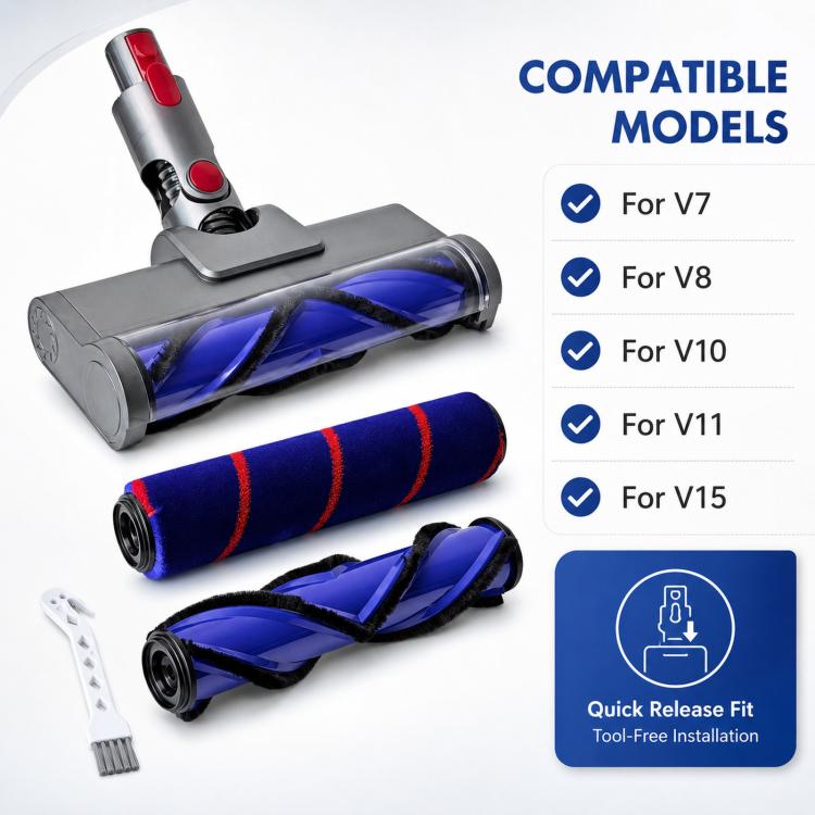 Reinigungskopf für Dyson V7 V8 V10 V11 V15 Anti-Verhedderungs-V-förmige Bürste & Soft-Rollen-Set, 4 In 1 Set, 3 In 1 Set
