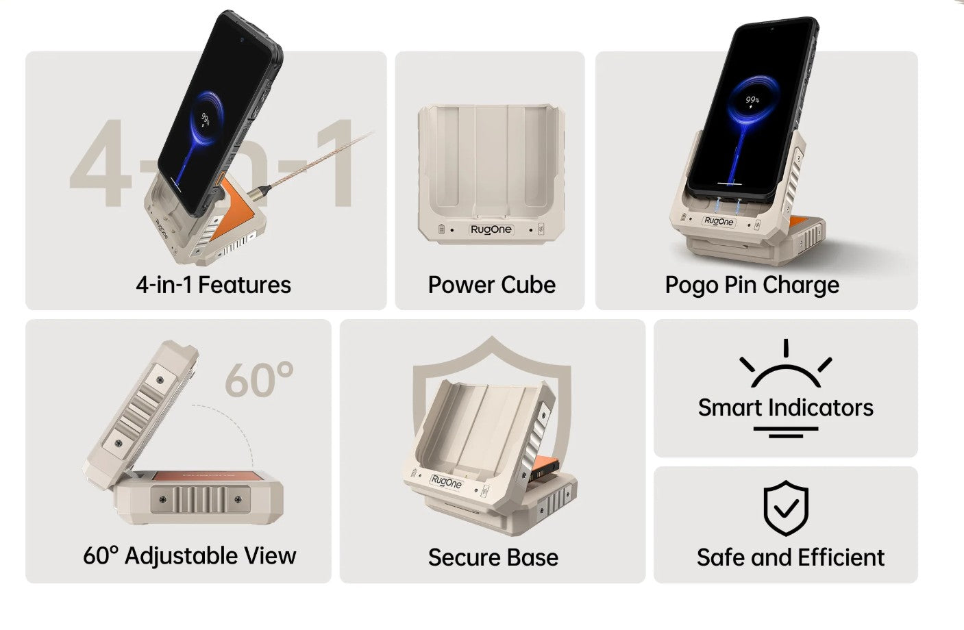 Rugone Xever 7 Pro/Xever 7 Tisch Ladestation RAS01 für Akku & Smartphone