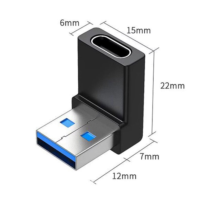 Rechtwinkliger USB-C Adapter 90° (USB 3.0)