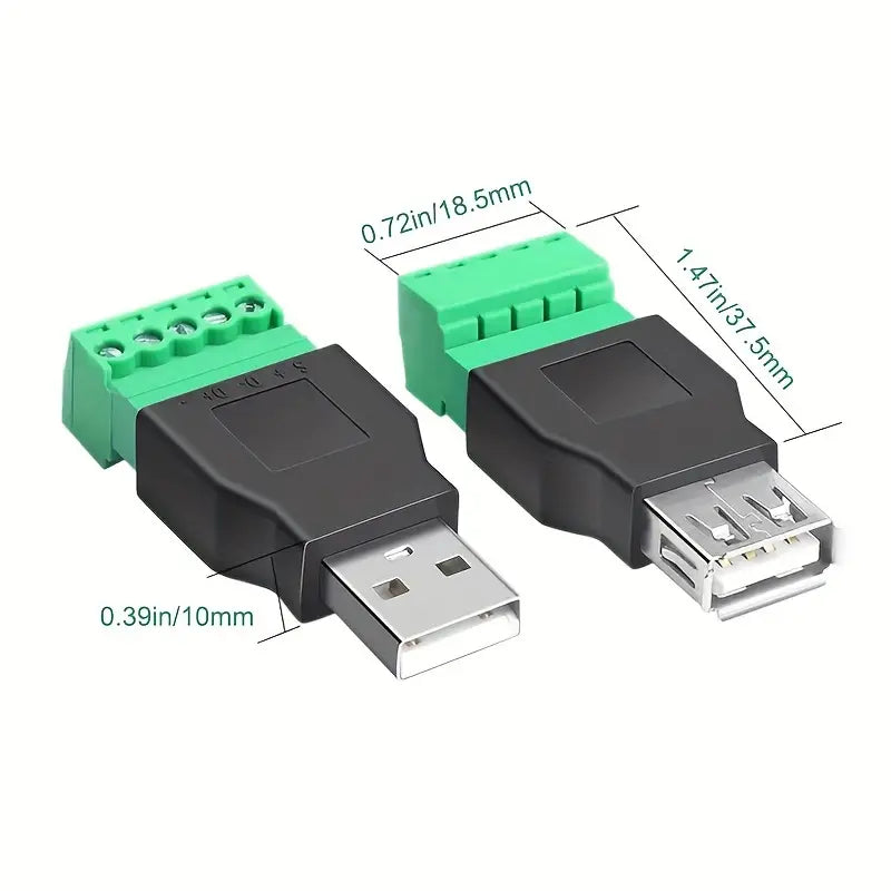 USB-Stecker auf 5P-Terminal Klemmenblock-Adapter USB2.0 Typ A