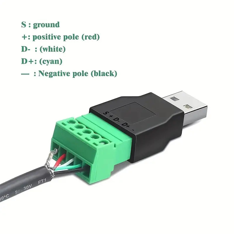 USB-Stecker auf 5P-Terminal Klemmenblock-Adapter USB2.0 Typ A
