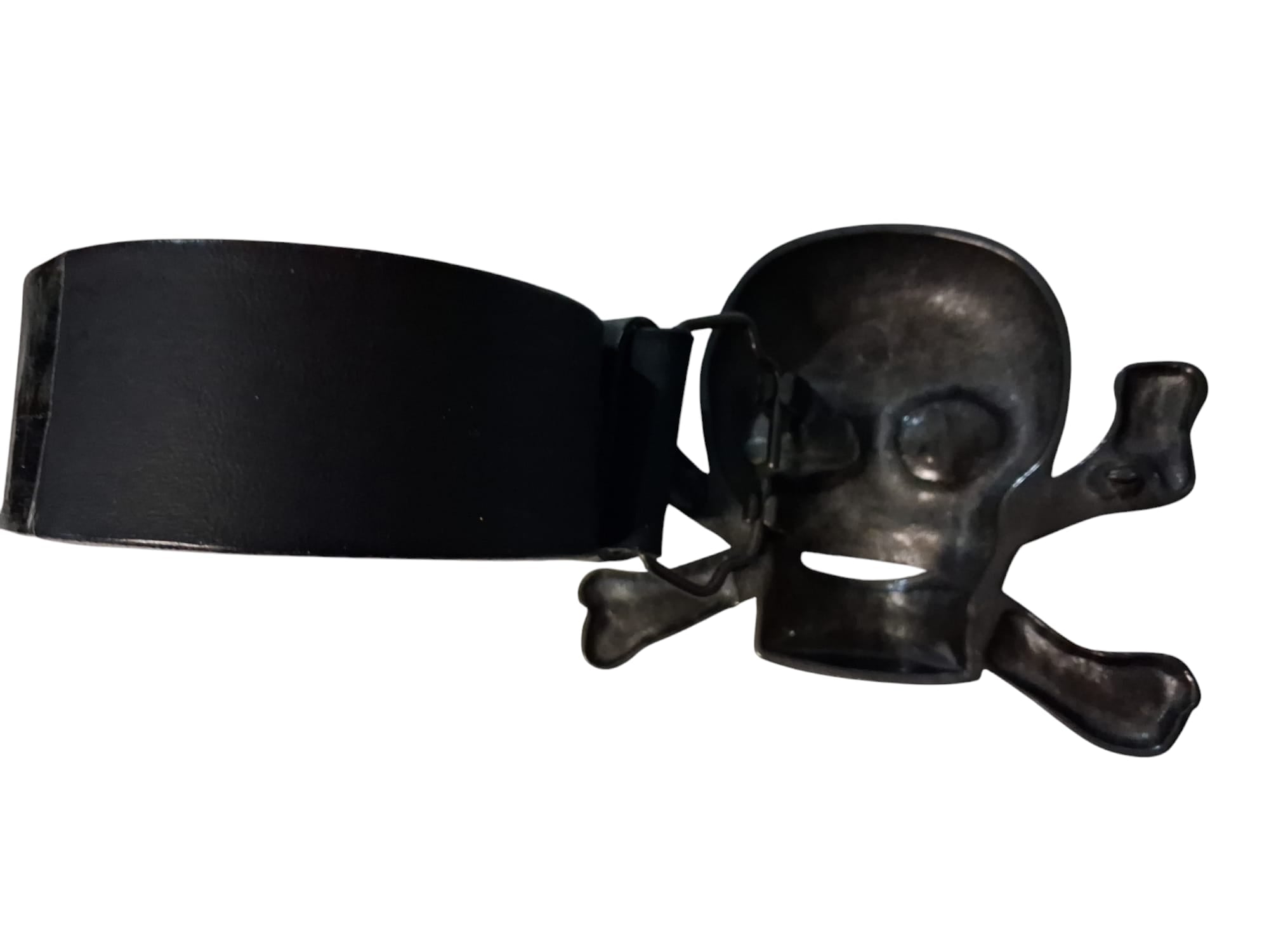 Schwarzer Gürtel mit Skelett-Kopf – Stylisches Accessoire mit rockigem Flair