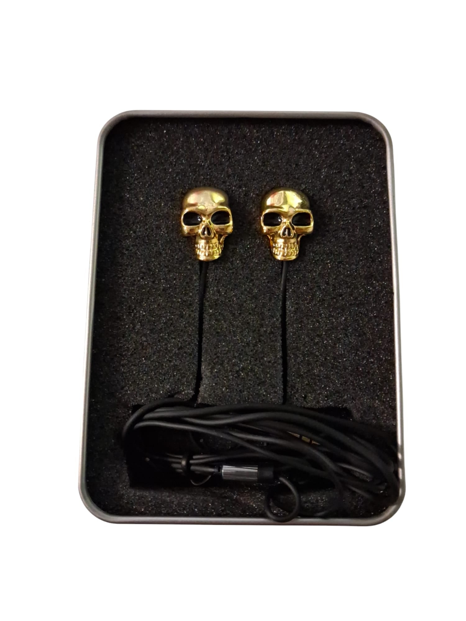 Kopfhörer im Totenkopf Design in Gold mit 3.5mm Klinke Stecker