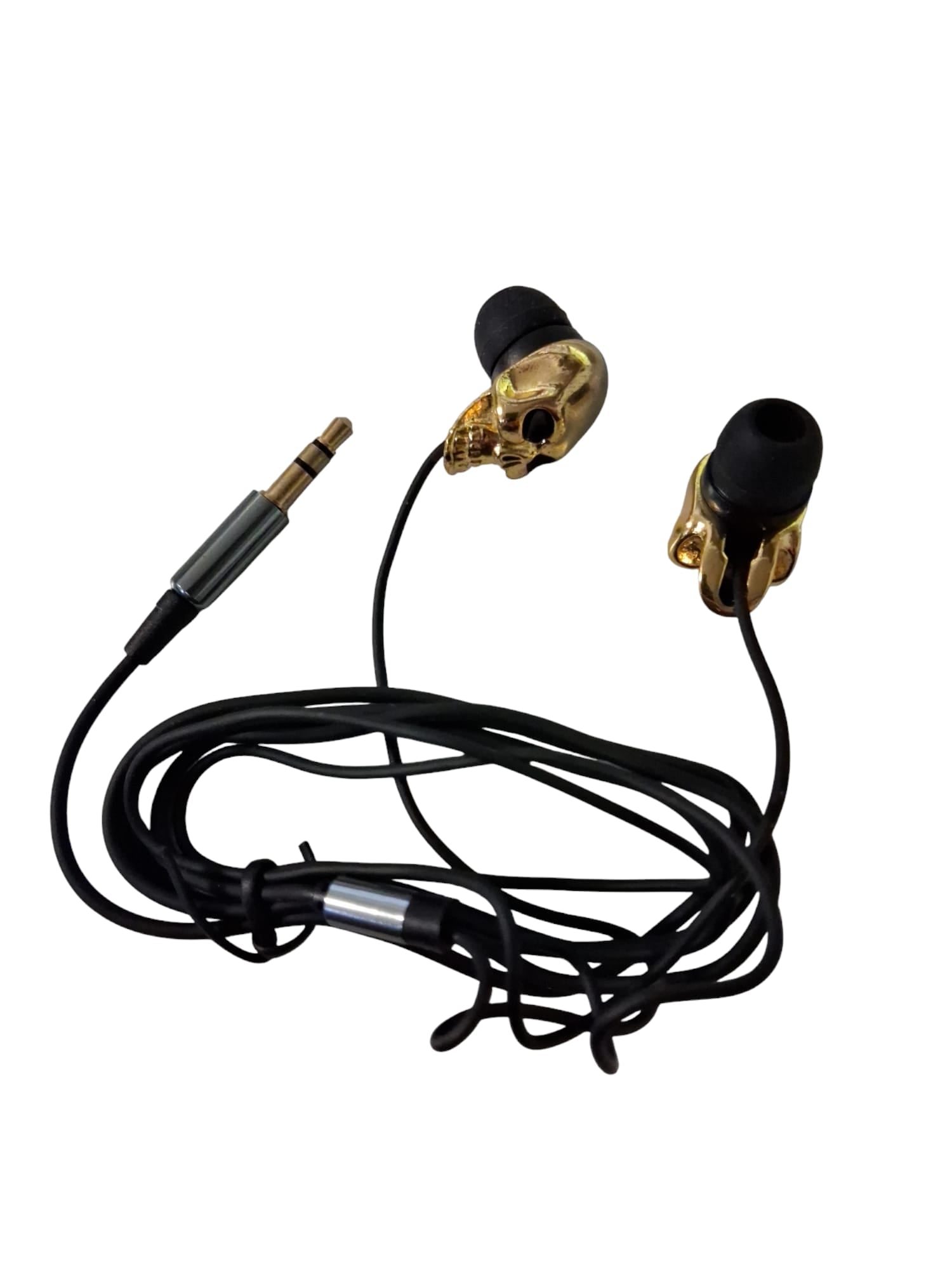 Kopfhörer im Totenkopf Design in Gold mit 3.5mm Klinke Stecker