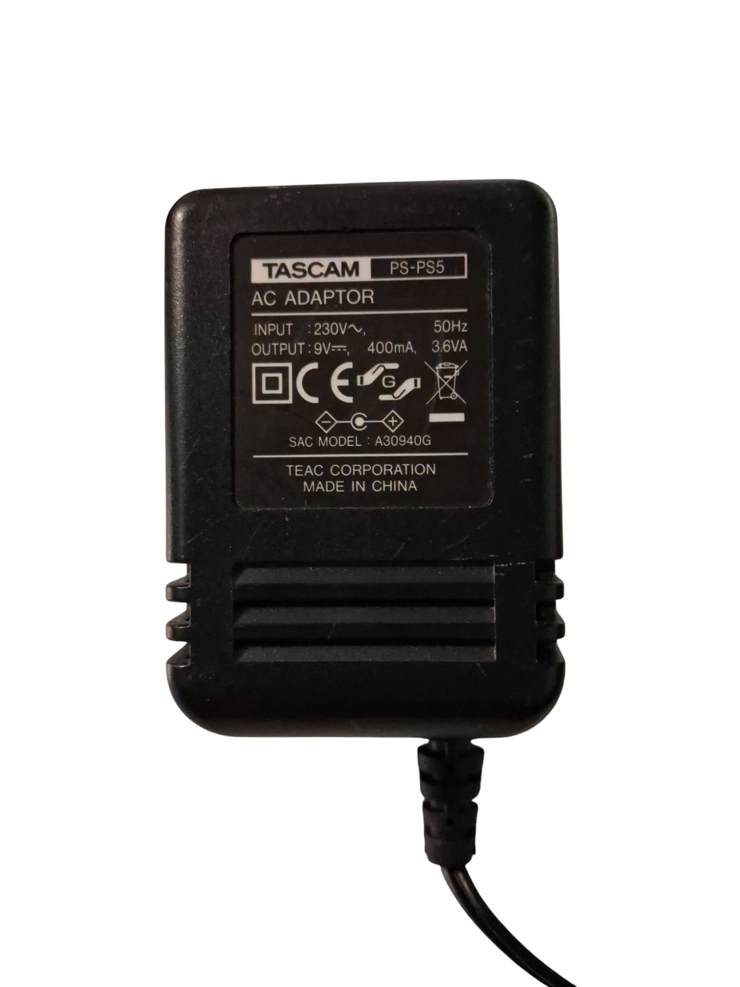 Original Tascam PS-PS5 Netzteil 9V 400mA (Gebraucht Artikel)