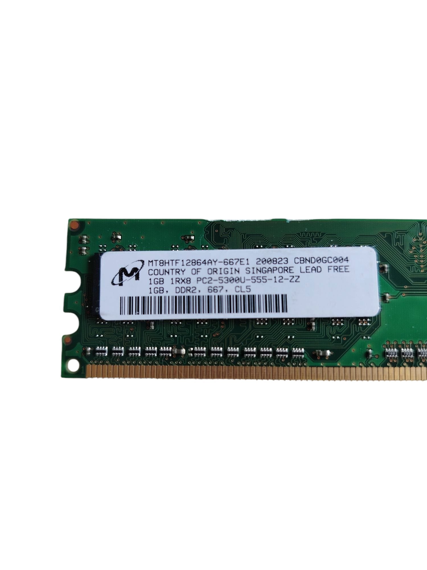 1GB DDR2 Ram MT8HTF12864AY 1RX8 PC2-5300U-555 CL5 (Gebraucht Artikel)