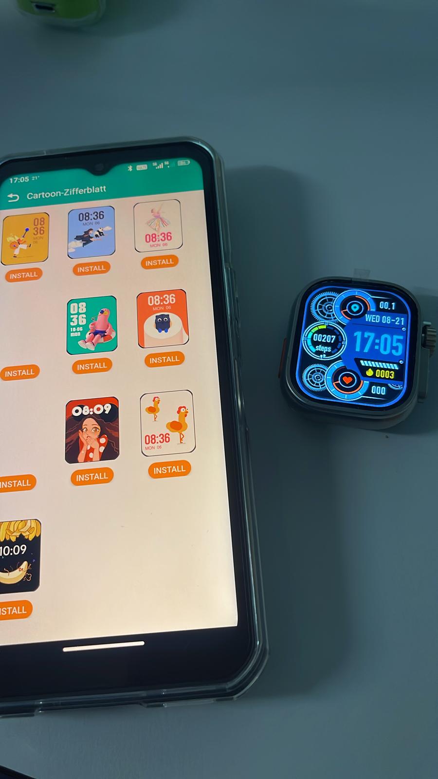 Smartwatch Ultra 9 DT900 Big 2.06 + 7 Bänder / Wireless Charger / Silicone Case