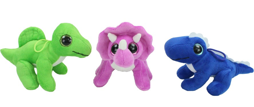 Dino mit Glitzeraugen 3 fach sortiert stehend ca 20 cm