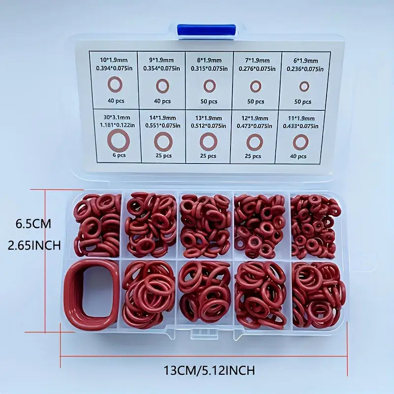 O-Ring Set – 351 Stück oder Einzel (Rot, 10 Größen) Ideal für Reparaturen