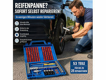 AGT AGT Reifenreparaturset: 53-teiliges Reifenreparatur-Set für 25 Reparaturen, in kompakter Box elektroniktrade Switzerland