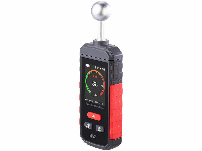 AGT Akku-Feuchtigkeits-Messgerät, nichtinvasive Messung, Farb-LCD, 5-40 mm Elektroniktrade Switzerland