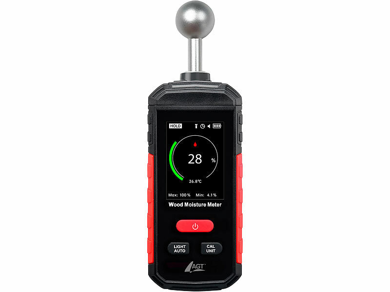 AGT Akku-Feuchtigkeits-Messgerät, nichtinvasive Messung, Farb-LCD, 5-40 mm Elektroniktrade Switzerland