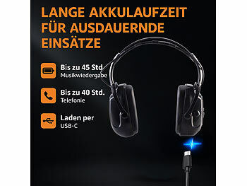 AGT Akku-Gehörschutzkopfhörer mit Bluetooth 5.1 und AUX-Eingang, SNR 30 dB Elektroniktrade Switzerland
