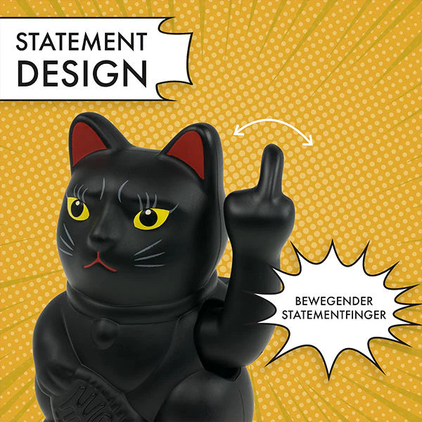 SOLAR CAT - Winkekatze mit Stinkefinger und Solarzelle