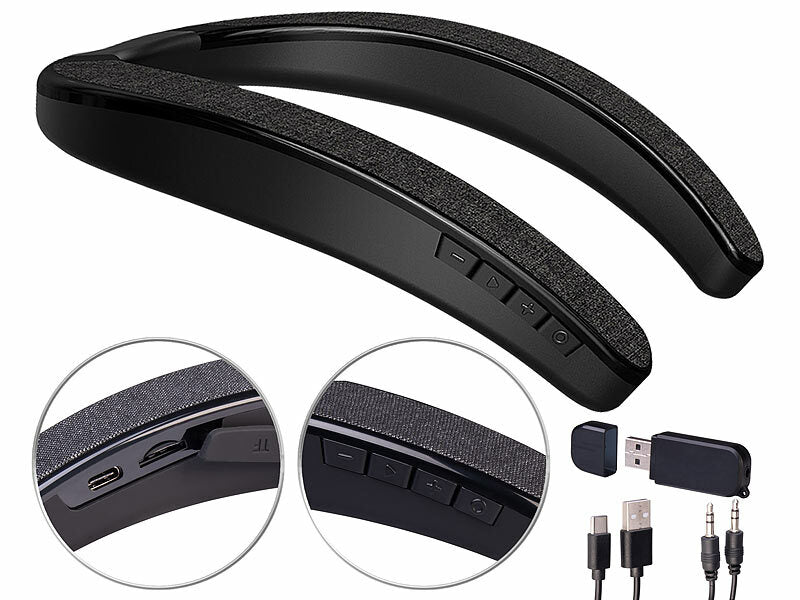 auvisio 2in1-Akku-TV-Nackenlautsprecher mit Bluetooth, Freisprechen, MP3 Elektroniktrade Switzerland