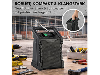 auvisio auvisio DAB-Baustellenradio: Baustellen- & Outdoor-Radio, DAB+, FM, Bluetooth, Display, 40 W, Akku elektroniktrade Switzerland