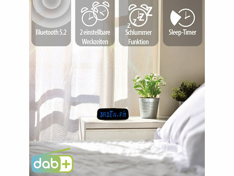 auvisio DAB+-Radiowecker, großes VA-Display, BT, 2 Weckzeiten, USB-Ladeport Elektroniktrade Switzerland