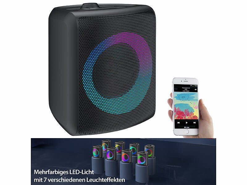auvisio Mobile Outdoor-PA-Partyanlage & -Bluetooth-Boombox, Lichteffekte, 140W Elektroniktrade Switzerland