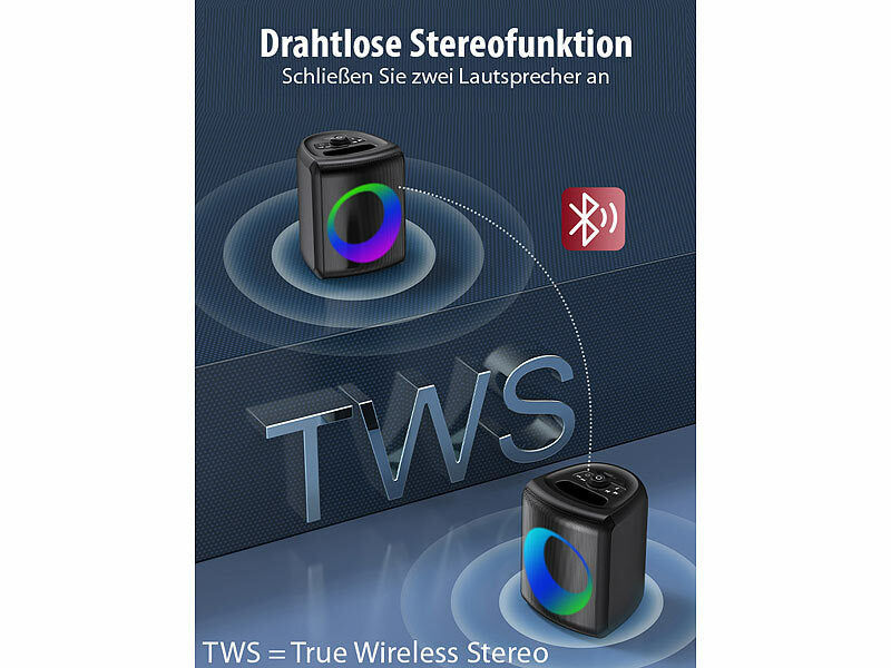 auvisio Mobile Outdoor-PA-Partyanlage & -Bluetooth-Boombox, Lichteffekte, 140W Elektroniktrade Switzerland