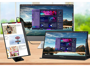 auvisio Mobiler 15,6"/39,6 cm IPS-Superslim-Monitor, FHD, Schutzcase, Standfuß Elektroniktrade Switzerland