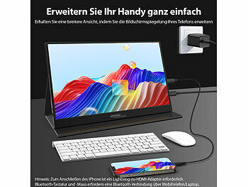 auvisio Mobiler 15,6"/39,6 cm IPS-Superslim-Monitor, FHD, Schutzcase, Standfuß Elektroniktrade Switzerland