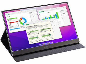 auvisio Mobiler 15,6"/39,6 cm IPS-Superslim-Monitor, FHD, Schutzcase, Standfuß Elektroniktrade Switzerland