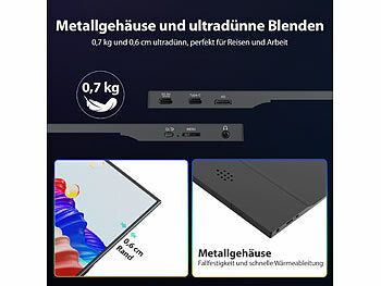 auvisio Mobiler 15,6"/39,6 cm IPS-Superslim-Monitor, FHD, Schutzcase, Standfuß Elektroniktrade Switzerland